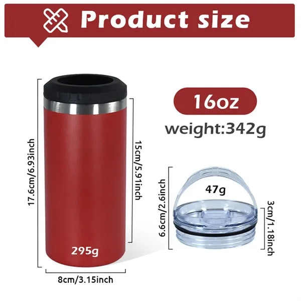 16oz Can Cooler Straight Tumbler With Bottle Opener
