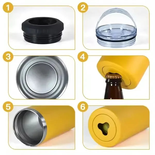 16oz Can Cooler Straight Tumbler With Bottle Opener