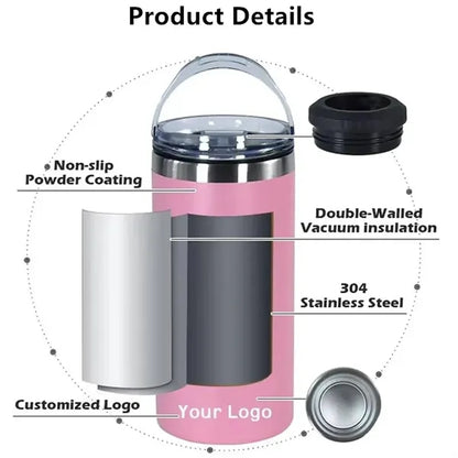 16oz Can Cooler Straight Tumbler With Bottle Opener