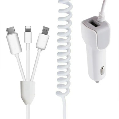 Car Charger 3-IN-1 Retractable Cable Fast Charging Adapter