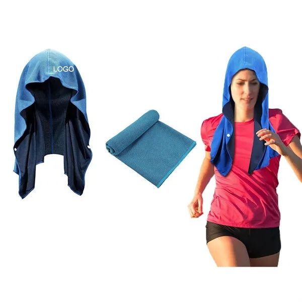 11" x 25" Quick Drying Head Cooling Rags Hoodie Towels