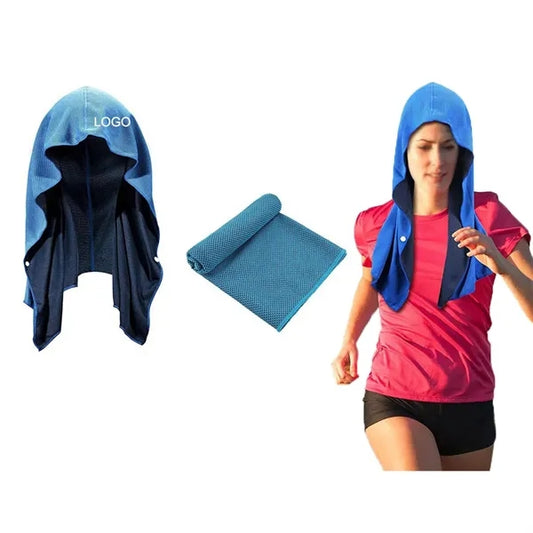 11" x 25" Quick Drying Head Cooling Rags Hoodie Towels