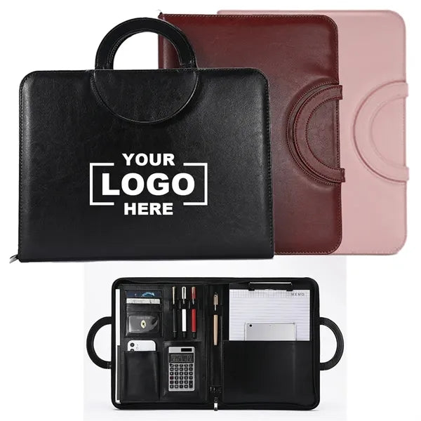 A4 Business Padfolio, Folder Organizer With Zipped Handle