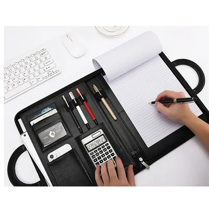 A4 Business Padfolio, Folder Organizer With Zipped Handle
