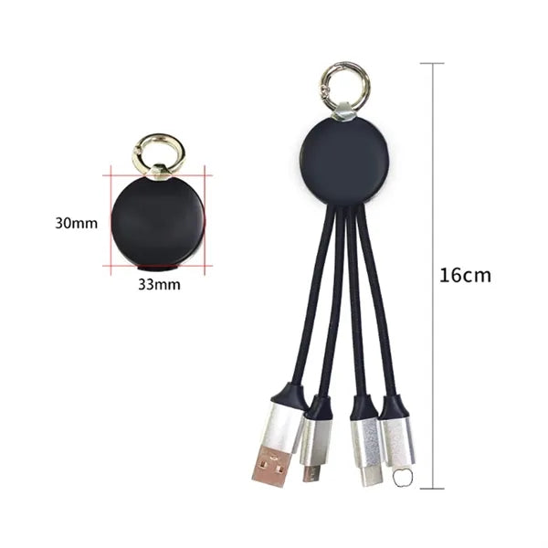 3 in 1 LED Multi-Charging Cable Keychain with Custom Logo