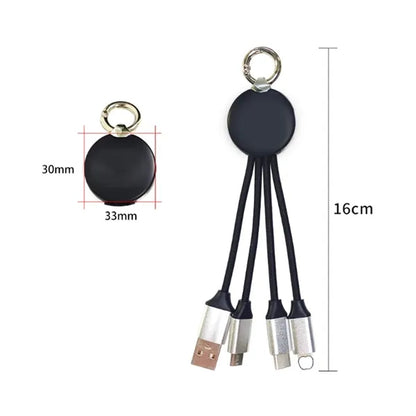 3 in 1 LED Multi-Charging Cable Keychain with Custom Logo