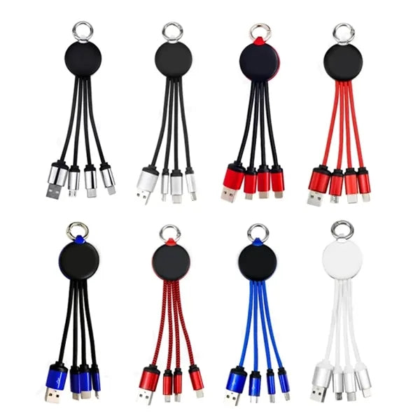3 in 1 LED Multi-Charging Cable Keychain with Custom Logo