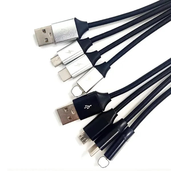 3 in 1 LED Multi-Charging Cable Keychain with Custom Logo