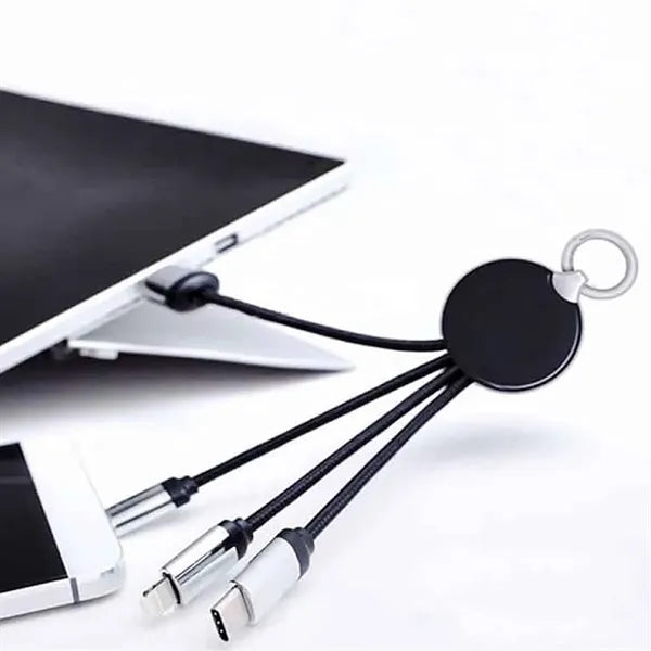 3 in 1 LED Multi-Charging Cable Keychain with Custom Logo