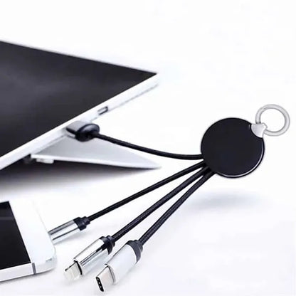 3 in 1 LED Multi-Charging Cable Keychain with Custom Logo