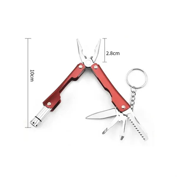 Folding Multi Tool Pliers with LED Light Keychain