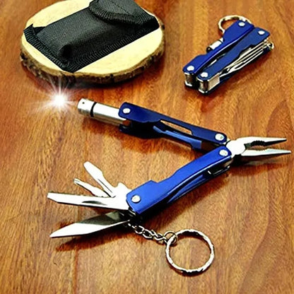 Folding Multi Tool Pliers with LED Light Keychain