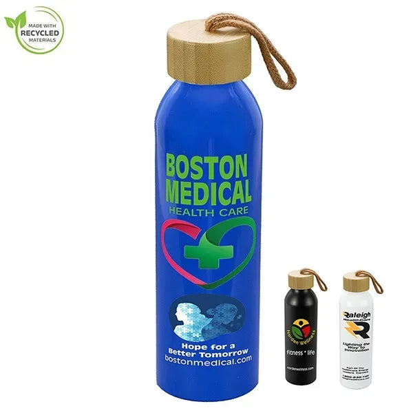 22oz Recycled RPET Aluminum Bottle With a Bamboo Lid