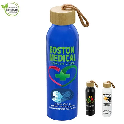 22oz Recycled RPET Aluminum Bottle With a Bamboo Lid