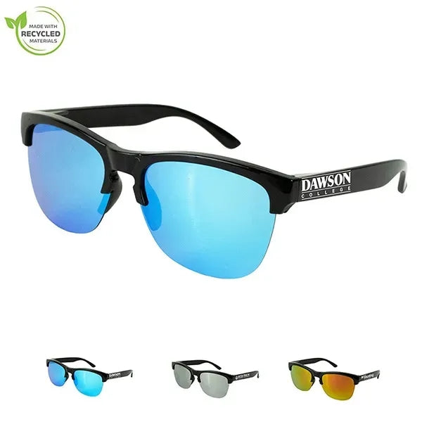 Recycled Half Frame Reflective Sunglasses