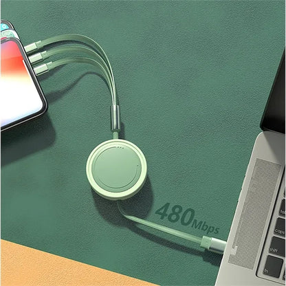3 In 1 Retractable Cable Fast Charger Cord