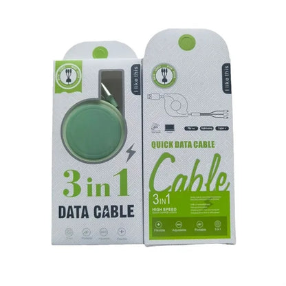 3 In 1 Retractable Cable Fast Charger Cord