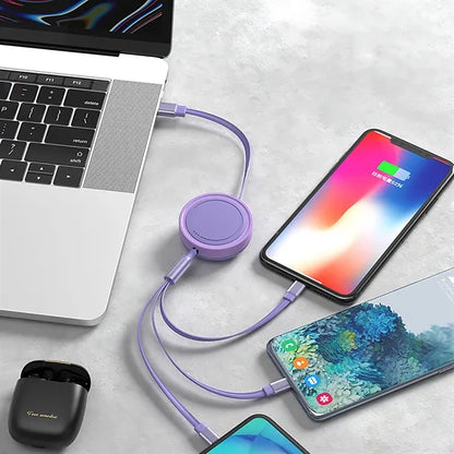 3 In 1 Retractable Cable Fast Charger Cord