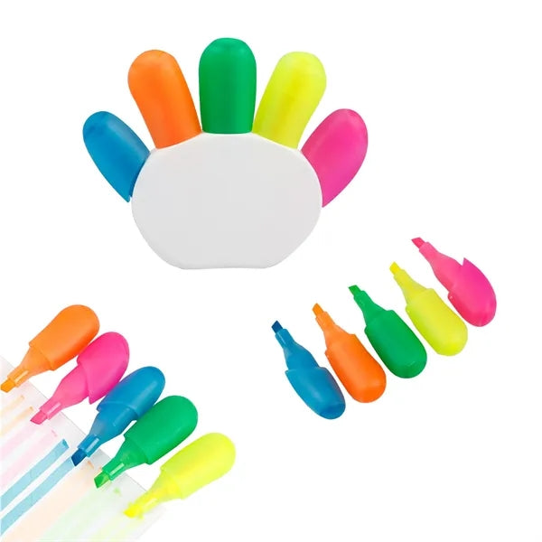 Palm Shape Five-Color Fluorescent Pens Set