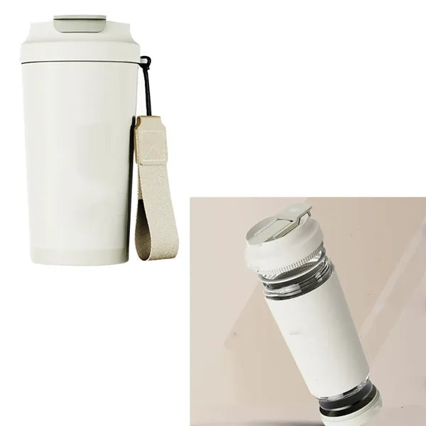 Travel Glass Mug With Straw And Flip Lid
