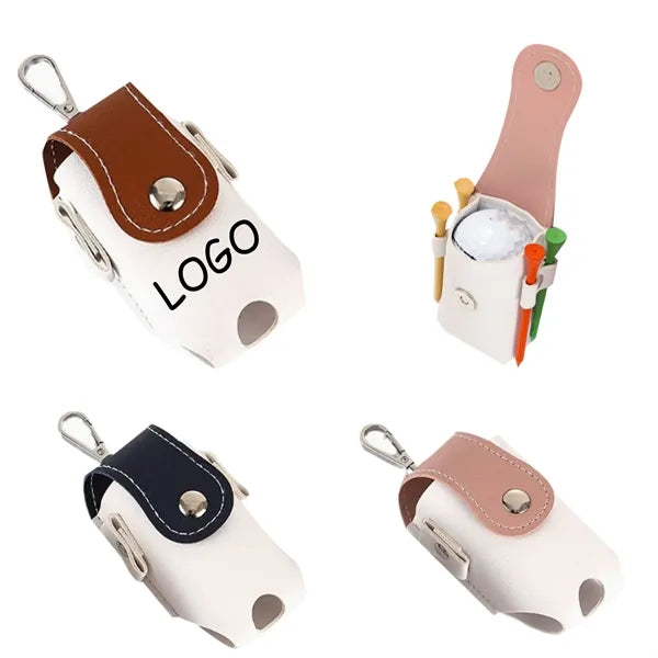 Portable Leather Golf Ball Storage Bag Holder