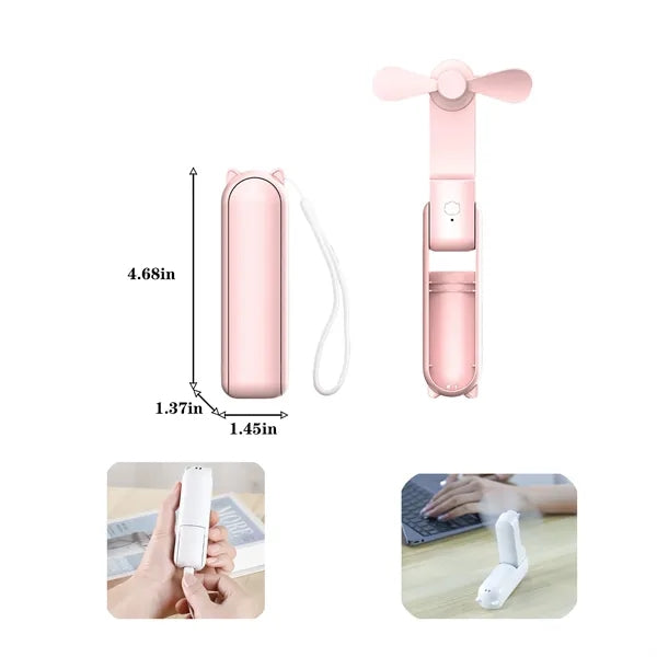Mini Usb Rechargeable Folding Fans With Power Bank