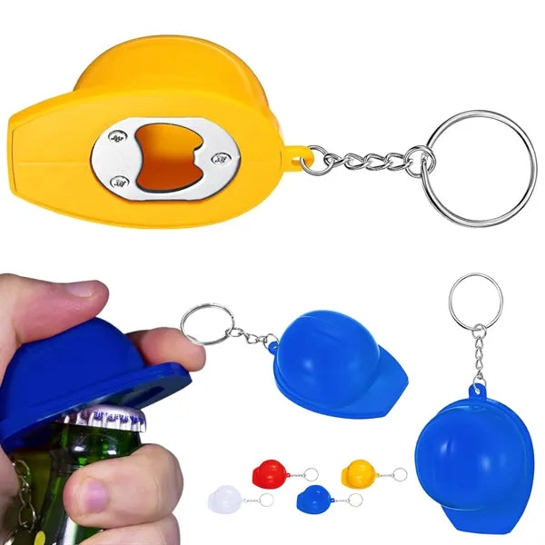 Custom Mini Hard Hat Bottle Opener Keychain