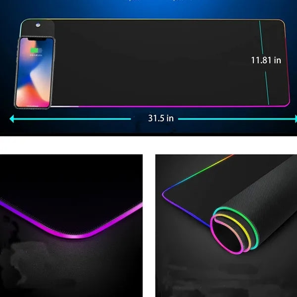 Rubber Non-Slip Wireless Charging LED Mouse Pad