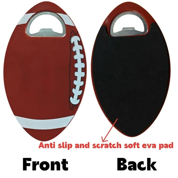 Full Color Custom Football Shape Coaster With Bottle Opener