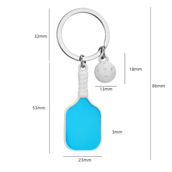 Custom Metal Pickleball Keychain With Mini Paddle And Ball
