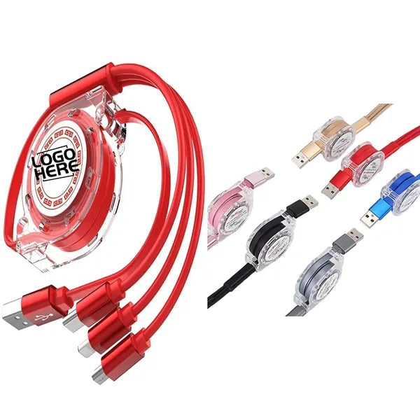 Crystal Retractable 3-In-1 Charging Cable