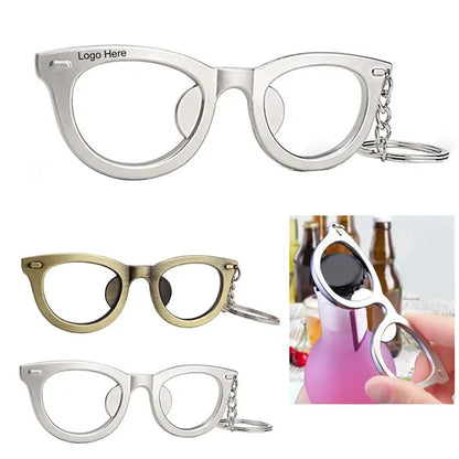 Glasses Shape Metal Bottle Opener With Keychain