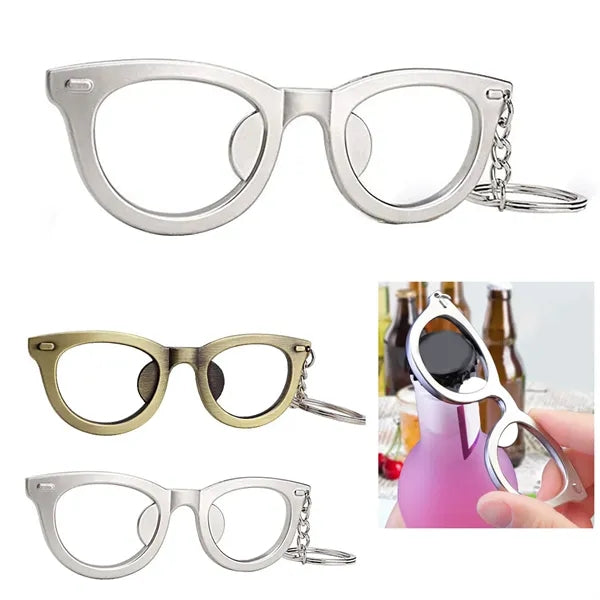 Glasses Shape Metal Bottle Opener With Keychain