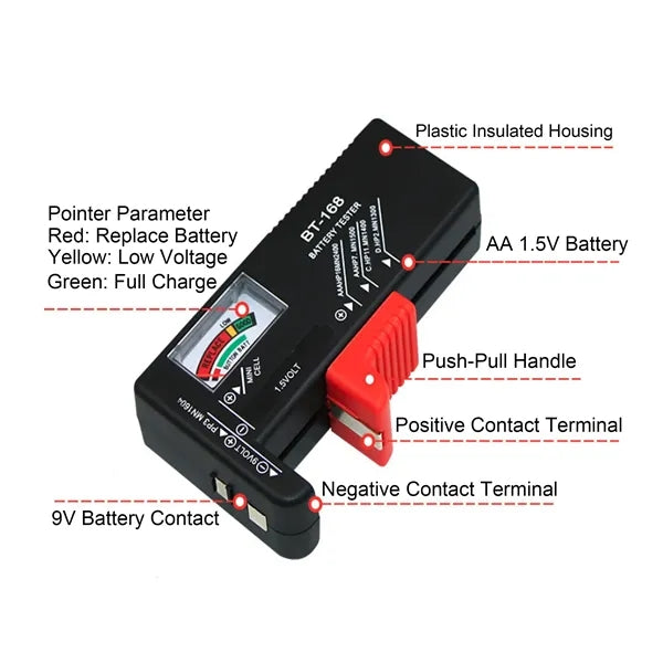 Portable Pointer Display Battery Tester