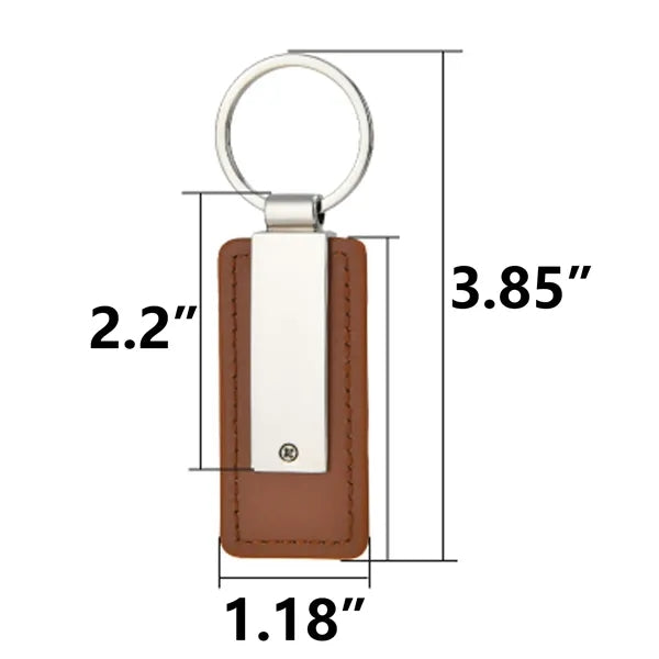 Metal Car Keychain With PU Leather