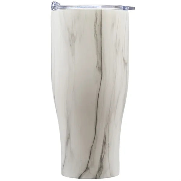 27 Oz Striped Steel Tumbler w/ Clear Push Lid & EVA Pad