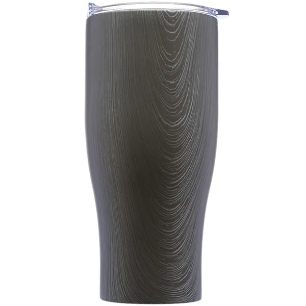 27 Oz Striped Steel Tumbler w/ Clear Push Lid & EVA Pad