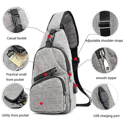 Travel Crossbody Backpack with USB Charging Port