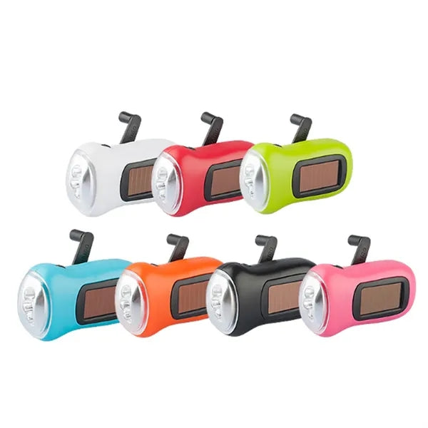 Hand Crank LED Flashlight with Solar Panel