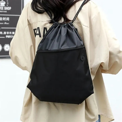 Drawstring Bag with Front Zipper Pocket