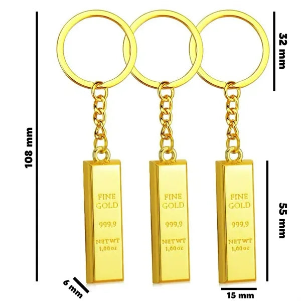 Custom Gold Bar Keychain Metal Pendant Souvenir Keyring