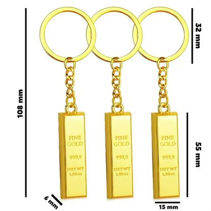 Custom Gold Bar Keychain Metal Pendant Souvenir Keyring