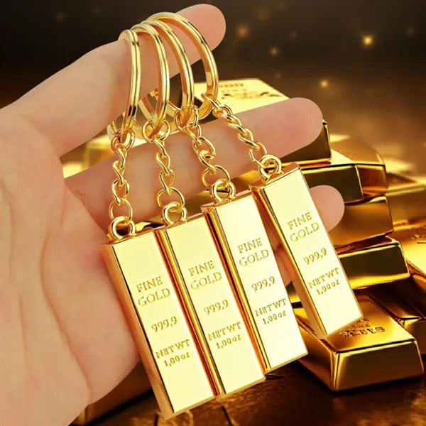 Custom Gold Bar Keychain Metal Pendant Souvenir Keyring