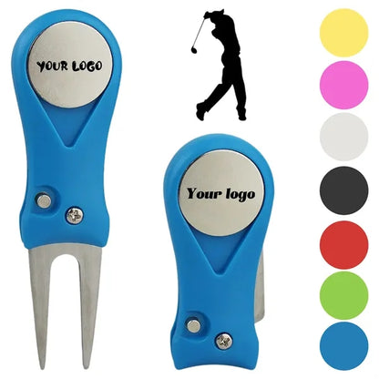 Foldable Golf Divot Tool Ball Marker Magnetic Pop-Up Button