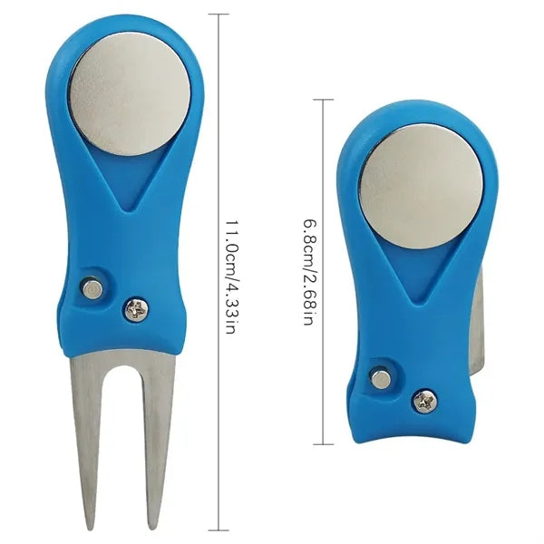 Foldable Golf Divot Tool Ball Marker Magnetic Pop-Up Button