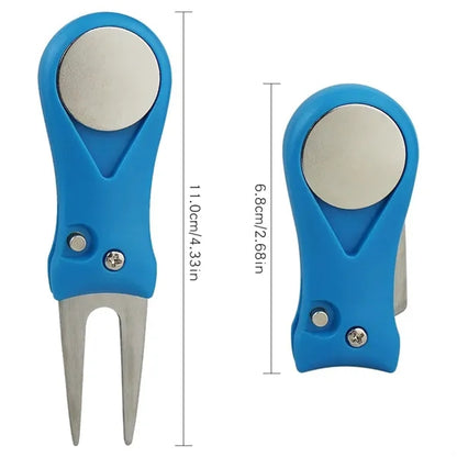 Foldable Golf Divot Tool Ball Marker Magnetic Pop-Up Button