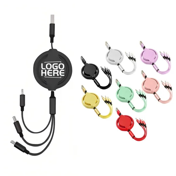 Retractable 3-In-1 Silicone Charging Cable