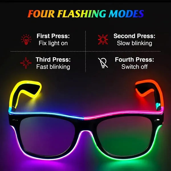 Rave LED Glasses Neon Multi Color Glow in the Dark EDM