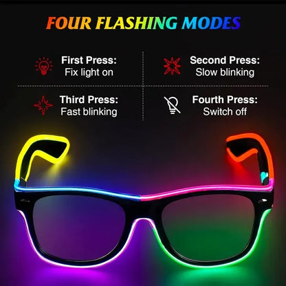 Rave LED Glasses Neon Multi Color Glow in the Dark EDM
