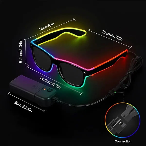 Rave LED Glasses Neon Multi Color Glow in the Dark EDM